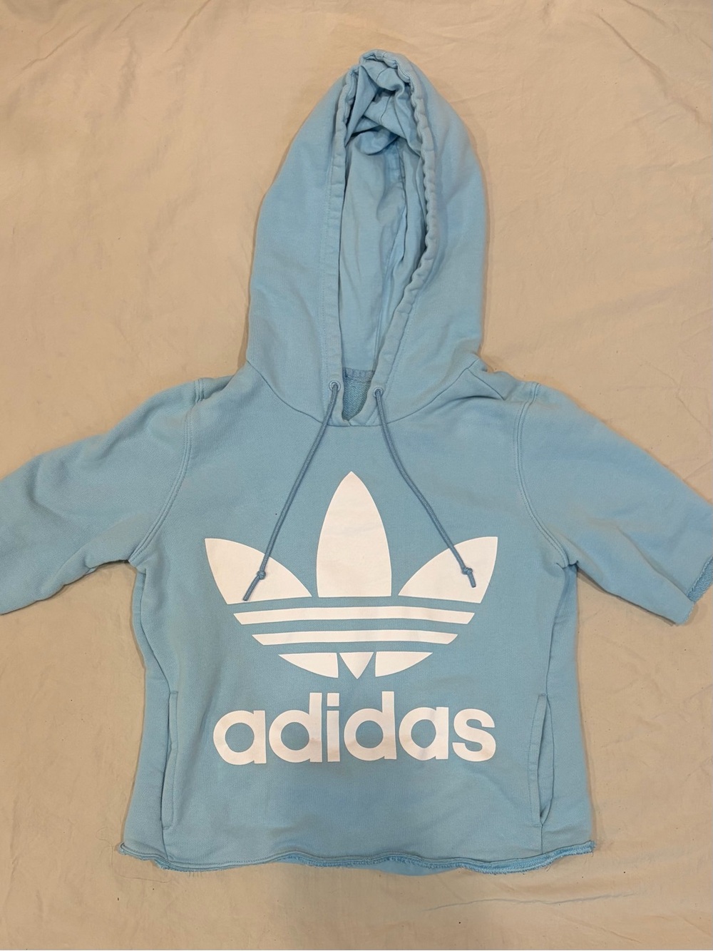 adidas Light Blue Kids Hoodie with White Trefoil Logo